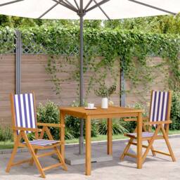 Berkfield Home Beautiful Garden Chairs 2 pcs Blue & White Solid Wood Acacia an - thumbnail 1