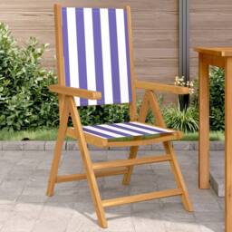 Berkfield Home Beautiful Garden Chairs 2 pcs Blue & White Solid Wood Acacia an - thumbnail 2