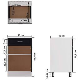 Berkfield Home Durable Drawer Bottom Cabinet Black 50x46x81.5 cm Engineered Wood - thumbnail 9