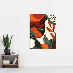 "Artery8 Abstract Botanical Sunrise Design Orange Bold Wall Art Print - Size: W12"" x H16""" - thumbnail 4