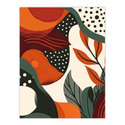 "Artery8 Abstract Botanical Sunrise Design Orange Bold Wall Art Print - Size: W12"" x H16""" - thumbnail 1