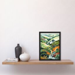 Artery8 Otley Chevin Forest Park Painting Trippy Summer Framed Art Print in Green - Size: A4 - thumbnail 4