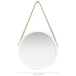 Berkfield Home Wall Mirror with Strap 40 cm White - thumbnail 6