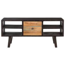 Berkfield Home Classic Coffee Table 100x50x45 cm Solid Reclaimed Wood in Black - Size: 100 x 50 x 45 cm - thumbnail 3