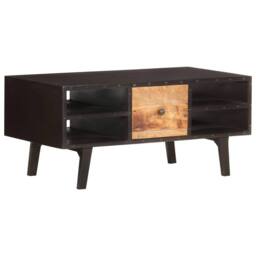 Berkfield Home Classic Coffee Table 100x50x45 cm Solid Reclaimed Wood in Black - Size: 100 x 50 x 45 cm - thumbnail 9