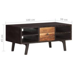 Berkfield Home Classic Coffee Table 100x50x45 cm Solid Reclaimed Wood in Black - Size: 100 x 50 x 45 cm - thumbnail 6