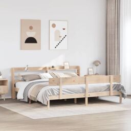 Berkfield Home Bed Frame without Mattress 200x200 cm Solid Wood Pine in Brown - thumbnail 1
