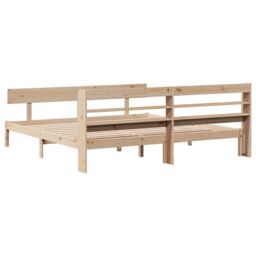 Berkfield Home Bed Frame without Mattress 200x200 cm Solid Wood Pine in Brown - thumbnail 6
