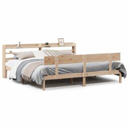Berkfield Home Bed Frame without Mattress 200x200 cm Solid Wood Pine in Brown - thumbnail 2
