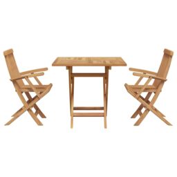 Berkfield Home 3 Piece Folding Garden Bistro Set Solid Wood Acacia in Beige - thumbnail 7