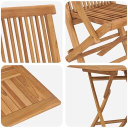 Berkfield Home 3 Piece Folding Garden Bistro Set Solid Wood Acacia in Beige - thumbnail 9
