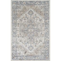 Livabliss Lilian-Washable Blue Brown Vintage Traditional Boho Living Dining Rug in Beige - Size: 60 cm x 90 cm - thumbnail 2