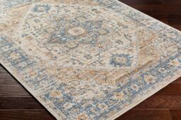 Livabliss Lilian-Washable Blue Brown Vintage Traditional Boho Living Dining Rug in Beige - Size: 60 cm x 90 cm - thumbnail 6
