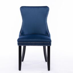HomeTouch Sierra Set of 2 Lux Dining Chairs Velvet Tufted Wing Back Kitchen Chairs with Oak Wood Legs in Blue - Size: 2 Pack - thumbnail 7