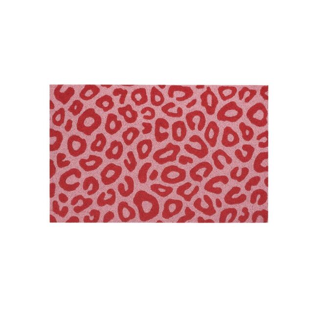 Melody Maison Pink Leopard Print Coir Door Mat in Dark Pink - Size: 100 cm diameter - image 1