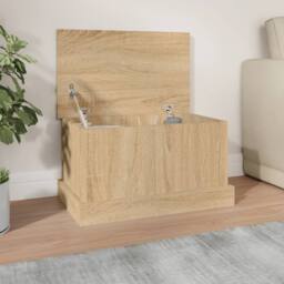 Berkfield Home Storage Box Sonoma Oak 50x30x28 cm Engineered Wood in Light Tan - Size: 50 x 30 x 28 cm - thumbnail 2