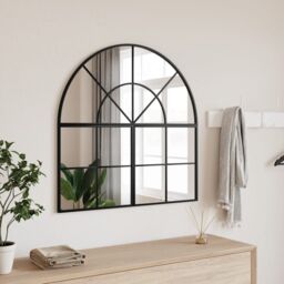 Berkfield Home Wall Mirror Black 80x80 cm Arch Iron