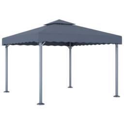 Berkfield Home Gazebo with LED String Lights 300x300 cm Anthracite Aluminium in Dark Grey - thumbnail 1