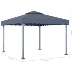 Berkfield Home Gazebo with LED String Lights 300x300 cm Anthracite Aluminium in Dark Grey - thumbnail 8