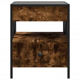 Berkfield Home Decorative Coffee Table with Infinity LED Smoked Oak 40x40x51 cm in Brown - Size: 40 x 40 x 51 cm - thumbnail 6