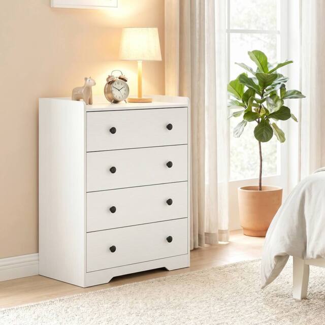HOMCOM 4 Drawer Chest of Drawers, Storage Cabinet, White Wood Effect - image 1