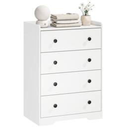 HOMCOM 4 Drawer Chest of Drawers, Storage Cabinet, White Wood Effect - thumbnail 2