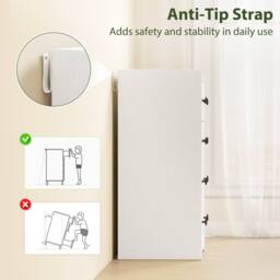 HOMCOM 4 Drawer Chest of Drawers, Storage Cabinet, White Wood Effect - thumbnail 6