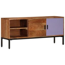 Berkfield Home TV Cabinet Honey Brown & Grey 110x30x50 cm Solid Wood Acacia - Size: 110 x 30 x 50 cm - thumbnail 2
