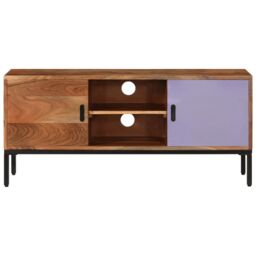 Berkfield Home TV Cabinet Honey Brown & Grey 110x30x50 cm Solid Wood Acacia - Size: 110 x 30 x 50 cm - thumbnail 4