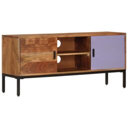 Berkfield Home TV Cabinet Honey Brown & Grey 110x30x50 cm Solid Wood Acacia - Size: 110 x 30 x 50 cm - thumbnail 1