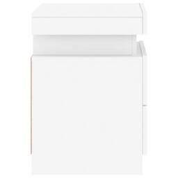 Berkfield Home Beautiful Bedside Cabinet with LED Lights White 35x39x55 cm - Size: 35 x 39 x 55 cm - thumbnail 9