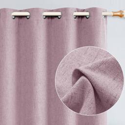 Happy Homewares Modern Textured Linen Fabric Lined Blackout Eyelet Curtains - Pair in Lilac - Size: 120 cm width x 160 cm drop - thumbnail 2