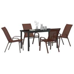 Berkfield Home Modern 5 Piece Garden Dining Set Brown Textilene & Steel