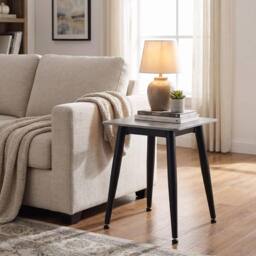 ERGOVEXA Sintered Stone Grey Sofa End Lamp Table Scratch Resistant Top Modern - thumbnail 5