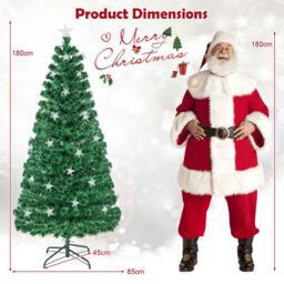 Gymax 6FT Fiber Optic Christmas Tree 230Tips Xmas Tree 30 Star Lights 8 Lighting Modes in Green - thumbnail 6