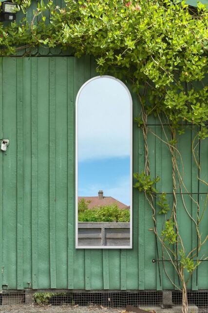 "MirrorOutlet White Framed Arched Window Garden Mirror 63"" X 21"" (160x53CM) - Size: 1 Pack" - image 1