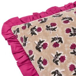 Paoletti Kemble Floral 100% Cotton Frilled Cushion in Dark Pink - Size: 45 cm x 45 cm - thumbnail 4