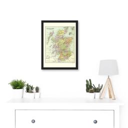 Artery8 Map Bartholemew Scotland Counties UK Artwork Framed Wall Art Print A4 in Black - thumbnail 2