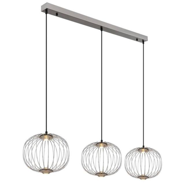 Netlighting Galway Bar Pendant Ceiling Light Nickel Matt 3x LED 3000K in Grey - image 1