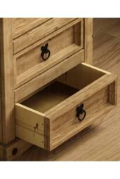 HD Designs Corona 3 Drawer Bedside Chest of Drawers Solid Wood Bedroom Furniture in Brown - thumbnail 5