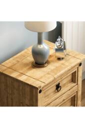 HD Designs Corona 3 Drawer Bedside Chest of Drawers Solid Wood Bedroom Furniture in Brown - thumbnail 3