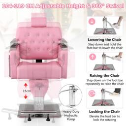 Costway Styling Salon Chair Adjustable Swivel Barber Chair in Pink - thumbnail 8