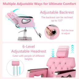 Costway Styling Salon Chair Adjustable Swivel Barber Chair in Pink - thumbnail 6