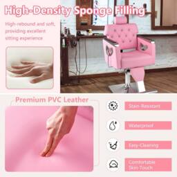 Costway Styling Salon Chair Adjustable Swivel Barber Chair in Pink - thumbnail 7