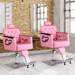 Costway Styling Salon Chair Adjustable Swivel Barber Chair in Pink - thumbnail 4