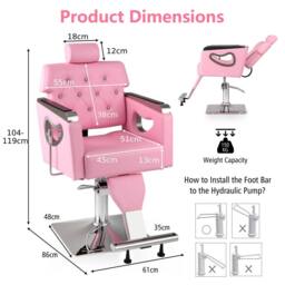 Costway Styling Salon Chair Adjustable Swivel Barber Chair in Pink - thumbnail 2