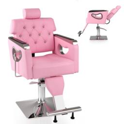 Costway Styling Salon Chair Adjustable Swivel Barber Chair in Pink - thumbnail 3
