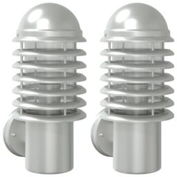 Berkfield Home Outdoor Wall Lights 2pcs Silver Stainless Steel - thumbnail 2