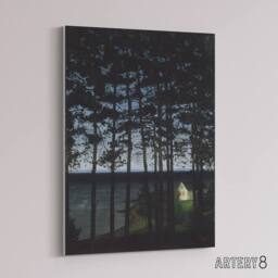 "Artery8 Harald Sohlberg Fisherman's Cottage Canvas Wall Art Print in Black - Size: W24"" x H32""" - thumbnail 2