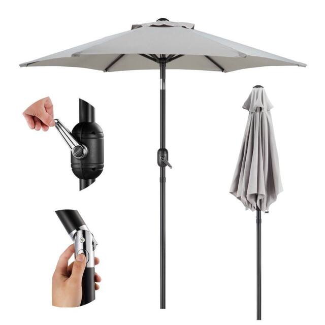 VonHaus 2M Grey Steel Garden Parasol - image 1